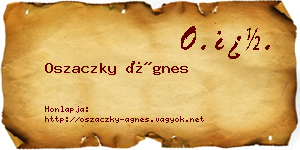 Oszaczky Ágnes névjegykártya
